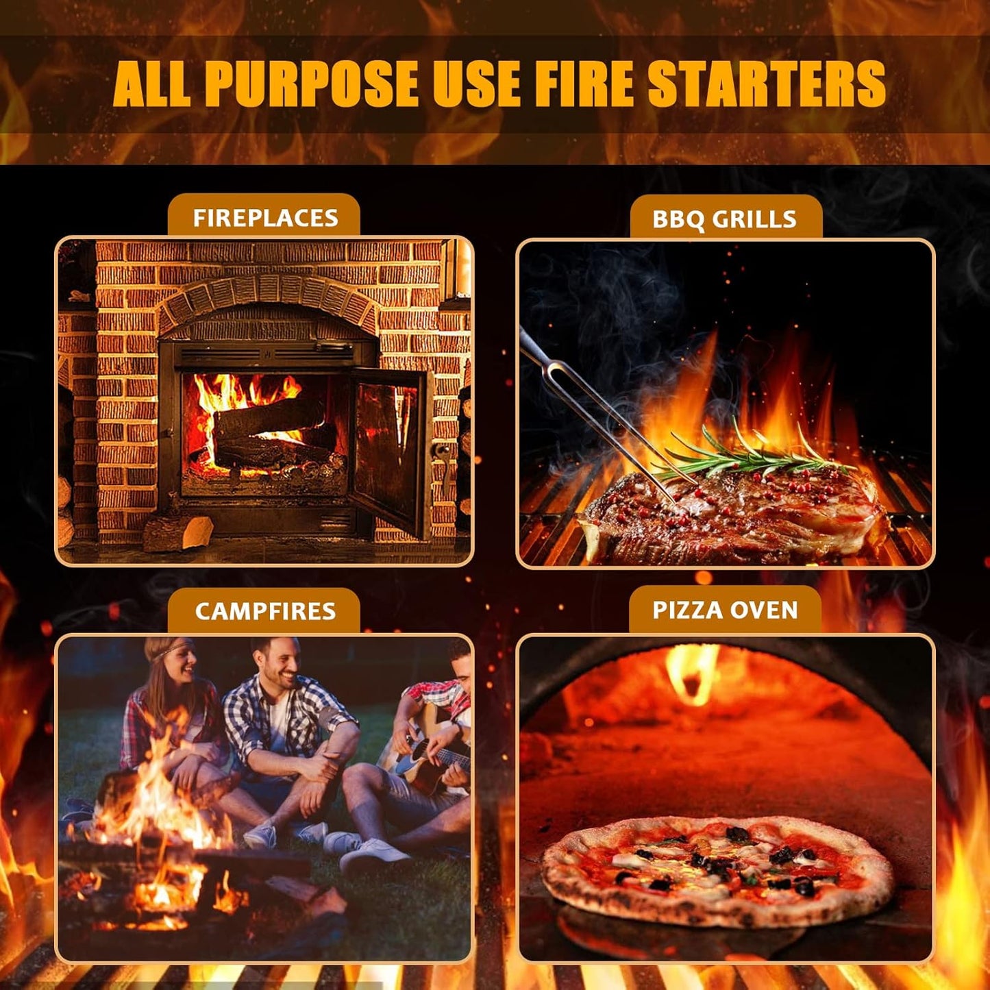 Realcook Natural Fire Starters for Fireplaces: Upgraded 108 Quicker & Safer Firestarter Cubes