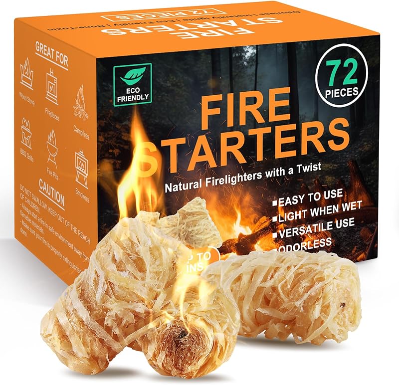 Realcook Natural Fire Starter for Fireplaces: All Weather Charcoal Firestarters - Odorless Fire Starters Cubes for Campfires | Grill | Fire Pit | BBQ | Wood Stove | Smoker - 144 Counts