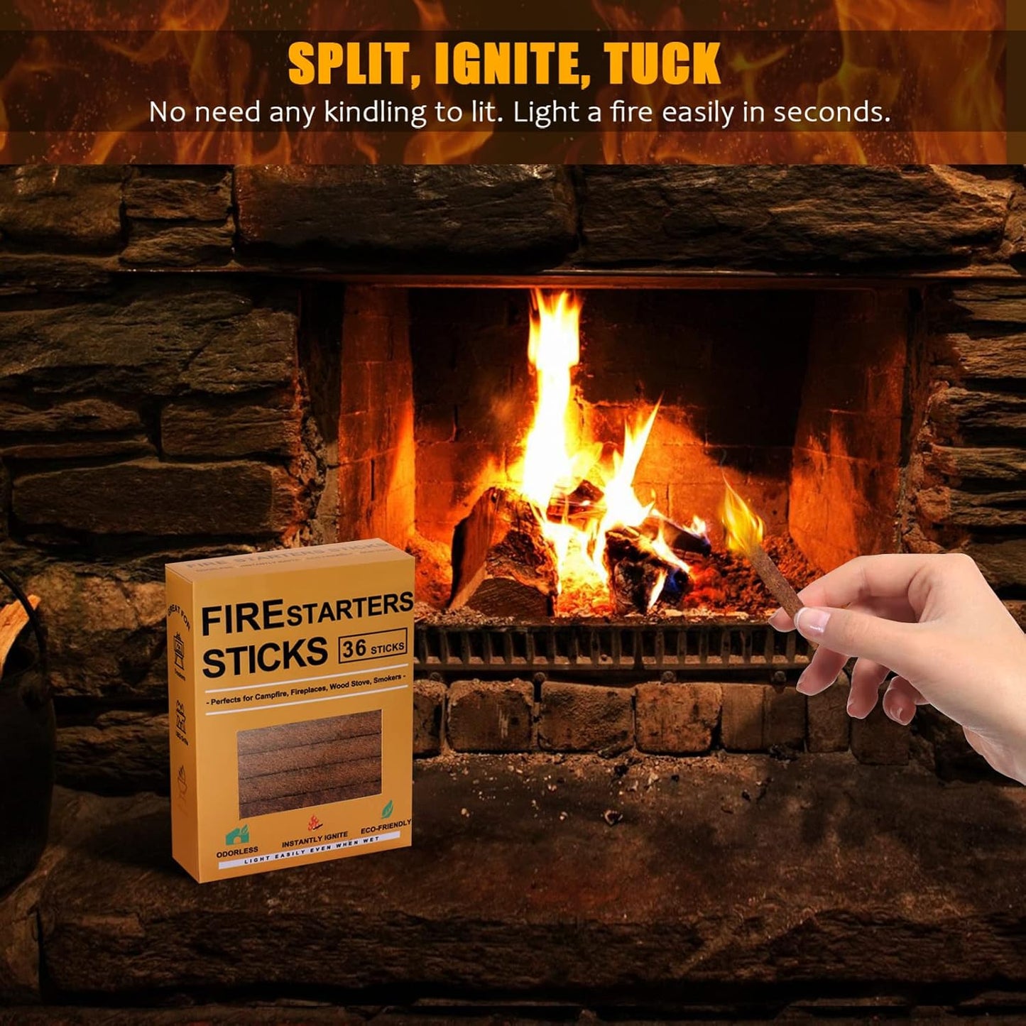 Realcook Natural Fire Starters for Fireplaces: Upgraded 108 Quicker & Safer Firestarter Cubes