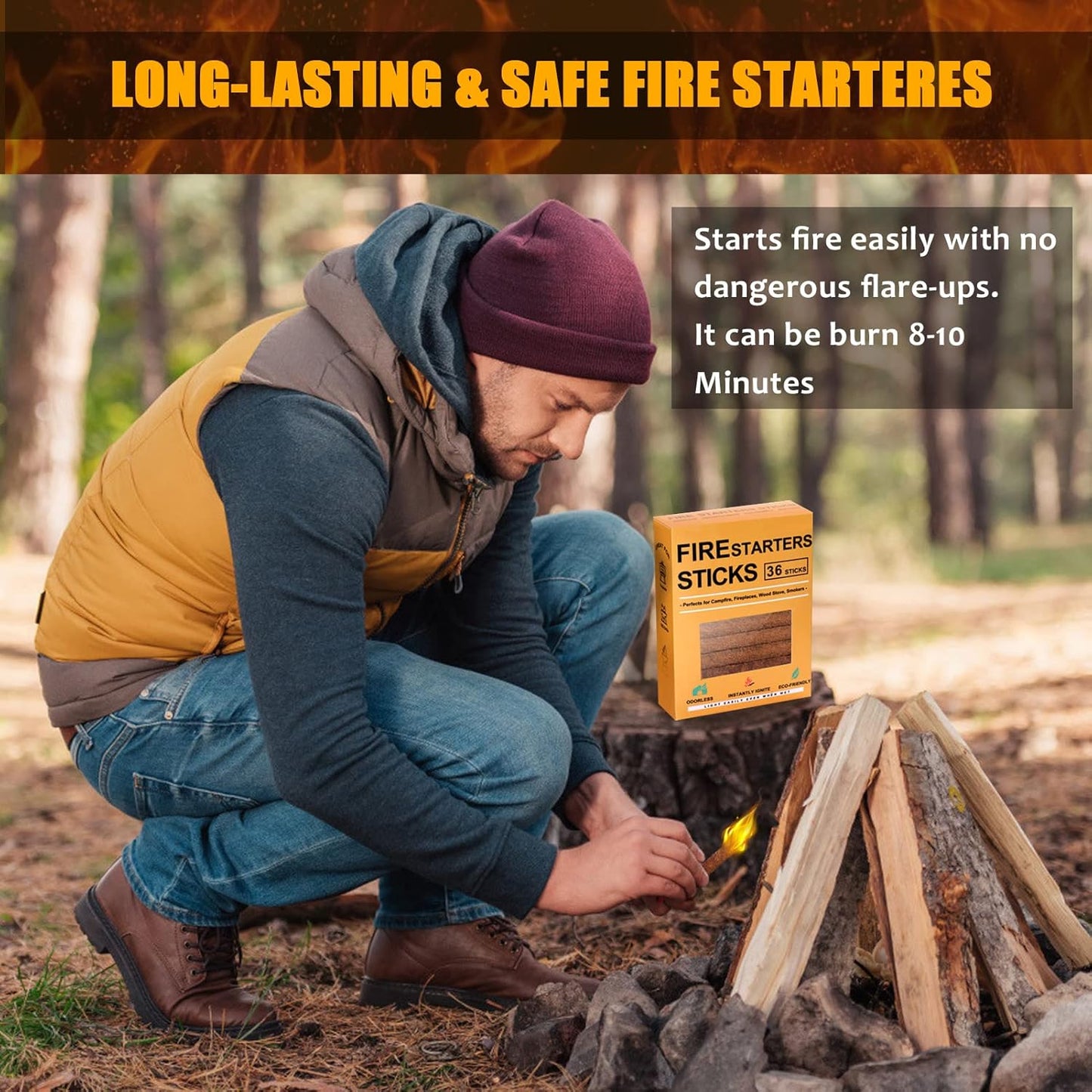 Realcook Natural Fire Starters for Fireplaces: Upgraded 108 Quicker & Safer Firestarter Cubes