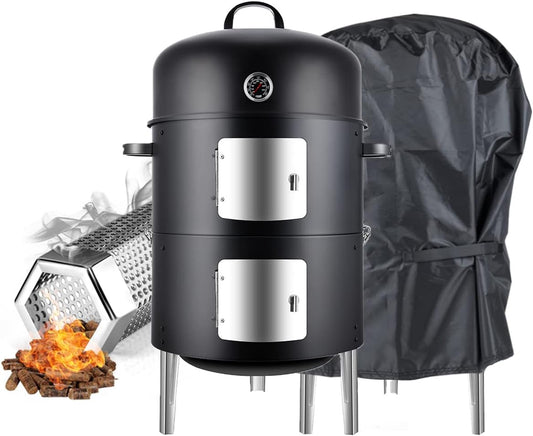 17" Realcook Charcoal Smoker Grill with Pellet Smoker Tube & Smoker Cover